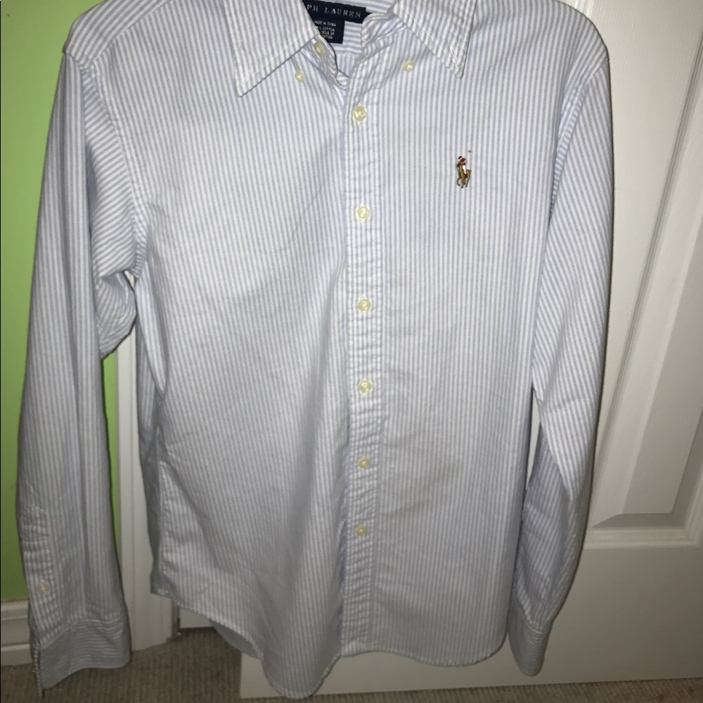 Women's pin stripe button down Polo